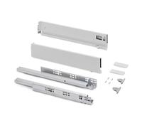 Emuca - Drawer kit for Kitchen or Bath with 3D Regulation, Height 93mm (3,66 inch), Depth 270mm (10,6 inch), 40Kg (88 lb), Soft Close, Boards not Included, Steel, White