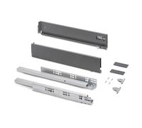 Emuca - Drawer kit for Kitchen or Bath with 3D Regulation, Height 93mm (3,66 inch), Depth 300mm (11,8 inch), 40Kg (88 lb), Soft Close, Boards not Included, Steel, Anthracite Grey