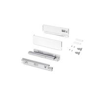 Emuca - Drawer kit for Kitchen or Bathroom, Height 131mm, Depth 300mm, 30kg, Soft Closing, Boards not Included, Steel, White