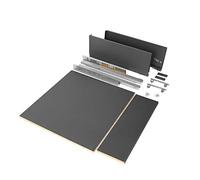 Emuca - Drawer Kit for Kitchen or Bathroom with Included Boards, Total Extraction Slides, Soft Closing, 178mm (7 inch) Height for 600mm (23,6 inch) Module and 500mm (19,7 inch) Depth, Anthracite Grey
