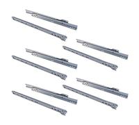 Emuca - Drawer runners 350mm (13,7 inch) with partial extension in silver grey colour, set of 5 sliders for drawer