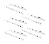 Emuca - Drawer runners 350mm (13,7 inch) with partial extension in white colour, set of 5 sliders for drawer