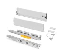 Emuca - External Drawer Vertex Push Sincro, 3D Regulation Kitchen Drawer Runners, H 131mm, 40kg, Depth 350mm, Steel, White Painted