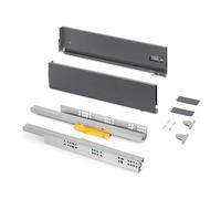 Emuca - External Drawer Vertex Push Sincro, 3D Regulation Kitchen Drawer Runners, H 131mm, 40kg, Depth 400mm, Steel, Anthracite Grey