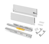 Emuca - External Drawer Vertex Push Sincro, 3D Regulation Kitchen Drawer Runners, H 178mm, 40kg, Depth 450mm, Steel, White Painted