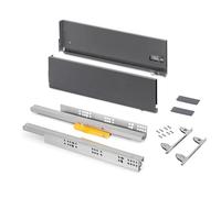 Emuca - External Drawer Vertex Push Sincro, 3D Regulation Kitchen Drawer Runners, H 178mm, 40kg, Depth 500mm, Steel, Anthracite Grey