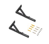 Emuca - Folding Shelf Supports, 303mm, Set of 2 Folding Shelf Brackets, max. Load 50kg, Black Painted, Steel