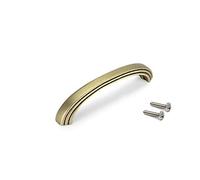 Emuca - Furniture Handle,Cabinet Handles, 128mm (5 inch) Interaxis, L 144 mm (5,67 inch), Zamak, Old Gold, Set of 25