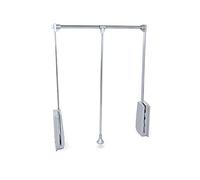 Emuca - Hang Pull Down Wardrobe Rail Lift, Adjustable Width 17,7-23,6 inch (450-600mm), Chrome Finish, Steel