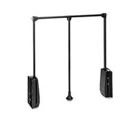 Emuca - Hang Pull Down Wardrobe Rail Lift, Adjustable Width 32,6-45,27 inch (830-1150mm), Steel and Plastic, Black