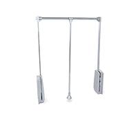 Emuca - Hang pull down wardrobe rail lift, adjustable width 600-830mm (23,6-32,6 inch), chrome finish