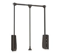 Emuca - Hang pull down wardrobe rail lift, adjustable width 600-830mm (23,6-32,6 inch), moka painted finish