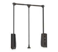 Emuca - Hang pull down wardrobe rail lift, adjustable width 600-830mm (23,6-32,6 inch), moka painted finish
