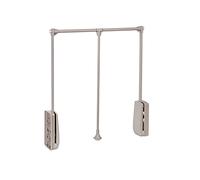 Emuca - Hang pull down wardrobe rail lift, adjustable width 830-1150mm (31,4-45,27 inch), stone grey