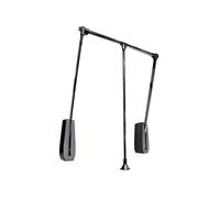 Emuca - Hang pull down wardrobe rail lift wall-mounted, adjustable width 600-83mm (23,6-32,6 inch), Black, Steel and Plastic