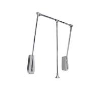 Emuca - Hang pull down wardrobe rail lift wall-mounted, pull down wardrobe rail lift, adjustable width 600-83mm (23,6-32,6 inch), Chrome plated, Steel
