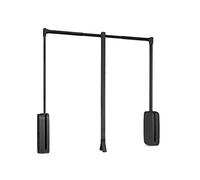 Emuca - Pull down hanging rail for wardrobe, pull down wardrobe rail lift, adjustable width 830-1150mm (31,4-45,27 inch), titanium colour
