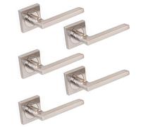 Emuca - Internal Door Handles, Batch of 5 Sets of Internal Door Handles with 50x50mm (1,9x1,9 inch) Rose, Aluminium and zamak, Satin Nickel.