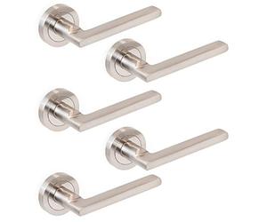 Emuca - Internal Door Handles, Batch of 5 Sets of Internal Door Handles with D.50mm (1,9 inch) Rose, Aluminium and zamak, Satin Nickel.