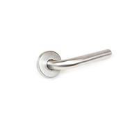 Emuca - Internal Door Handles, Set of Internal Door Handles with D.53mm (2 inch) Rose, L Model, Stainless Steel, Satin Nickel.