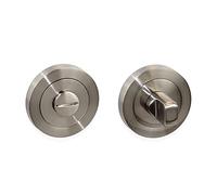 Emuca - Internal Door Turn and Release, Set of 5 Thumb Turn Sliding Doors Lock with D.50 mm (1,96 inch) Rose, zamak, Satin Nickel