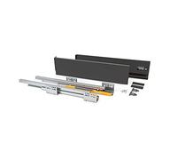Emuca - Kit for Anthracite Grey Drawer, Including 2 Metal Sides, Full Extension Runners with Soft Close, Hardware for Assembly a Anthracite Grey Metal Drawer, H138x400mm (5,4x15,7 inch)
