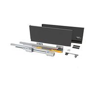 Emuca - Kit for Anthracite Grey Drawer, Including 2 Metal Sides, Full Extension Runners with Soft Close, Hardware for Assembly a Anthracite Grey Metal Drawer, H185x400mm (7,2x15,7 inch)