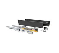 Emuca - Kit for anthracite grey drawer, including 2 metal sides, full extension runners with soft close, hardware for assembly a anthracite grey metal drawer, H105x400mm (4,1x15,7 inch)