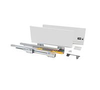 Emuca - Kit for White Drawer, Including 2 Metal Sides, Full Extension Runners with Soft Close, Hardware for Assembly a White Metal Drawer, H185x400mm (7,2x15,7 inch)