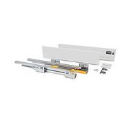 Emuca - Kit for White Drawer, Including 2 Metal Sides, Full Extension Runners with Soft Close, Hardware for Assembly a White Metal Drawer, H105x350mm (4,1x13,7 inch)