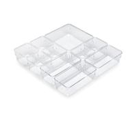 Emuca - Kit of 10 drawer organisers buckets, Plastic, Transparent
