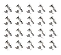 Emuca - Kit of 20 Inset Overlay Hinge X91 with Soft Close and Plate with Euro Screw, 105º Opening, Titanium, Steel