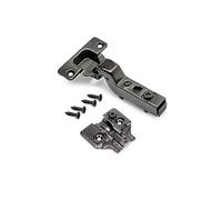 Emuca - Kit of 20 Inset Overlay Hinge X91 with Soft Close and Screw-on Plate, 105º Opening, Titanium, Steel