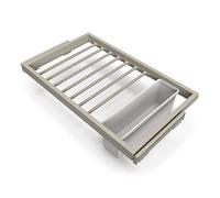 Emuca - Kit of 7 trouser rods with 1 auxiliary tray and rack with soft-close slide for closets, adjustable, module 800mm (31,5 inch), Textured stone grey painted