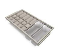 Emuca - Kit of organiser drawer kit with auxiliary trays and rack with soft-close slide for closets, adjustable, module 900mm (35,4 inch), Stone grey painted