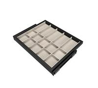 Emuca - Kit of organizer drawer with rack with soft-close slide for closets, adjustable, module 600mm (23,6 inch), Textured black painted and stone grey painted
