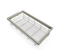 Emuca - Kit of wire basket and rack with soft-close slide for closets, adjustable, module 900mm (35,4 inch), Stone grey painted