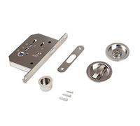 Emuca - Lock kit for Sliding Doors with Round Spindle, Lock Spindle for Sliding Door, Ø57mm (2,24 inch), Steel, Satin Nickel