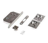 Emuca - Lock kit for Sliding Doors with Square Spindle, Lock Spindle for Sliding Doors, 57 x 57mm (2,24 inch) Steel, Satin Nickel