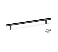 Emuca - Lot of 10 Furniture Handles, L188mm, 128mm Interaxis, Steel, Black Painted