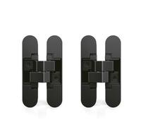 Emuca Lot Of 2 Concealed Hinges For Wicket Doors, Load 40Kg, 180 Degree Opening, Zamak, Black