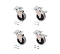 Emuca Lot Of 4 Castors Slip With Mounting Plate, Diameter 75mm, Steel And Plastic, Plastic Grey