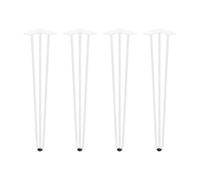 Emuca - Set of four Hairpin table legs with 2 rods, height 710 mm (27,9 inch), Painted white, Steel