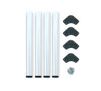 Emuca - Adjustable table legs Ø60x710mm (2,3x27,95 inch), set of 4 steel table legs, height adjustment 710-730mm (27,95-28,75 inch), white
