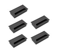 Emuca - Lot of 5 Cable Organizers for Quadrum Table, Rectangular, 159x80mm, for recessed mounting, Aluminium, Black Painted