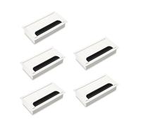 Emuca - Lot of 5 Cable Organizers for Quadrum Table, Rectangular, 160x80mm, for recessed mounting, Aluminium, White Painted