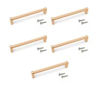 Emuca - Lot of 5 Furniture Handles, L173mm, 160mm Interaxis, Aluminium, Gold Painted