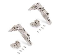 Emuca - Pack of 2 X91 Full Overlay Hinges Opening 165 Degrees with Soft Closing and Screw-on Plates, Height 0, Steel, Nickel Plated