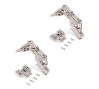 Emuca - Pack of 2 X91 Half Overlay Hinges Opening 165 Degrees with Soft Closing and Euro Screw-in Plates, Height 0, Steel, Nickel Plated