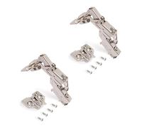 Emuca - Pack of 2 X91 Inset Hinges 165 Degree Opening with Soft Closing and Screw-on Plates, Height 0, Steel, Nickel Plated